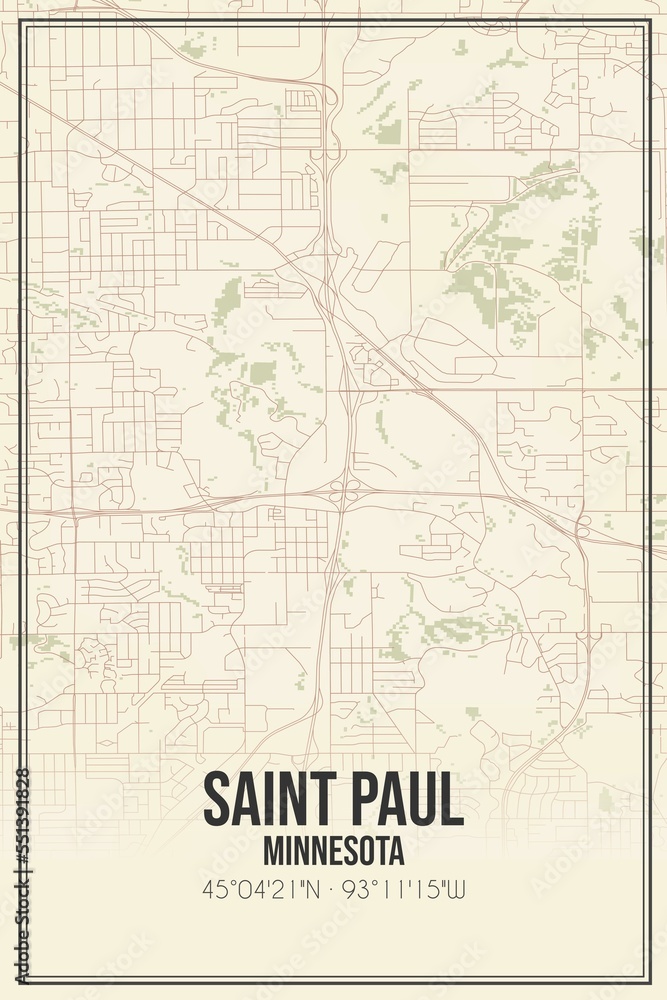 Retro US city map of Saint Paul, Minnesota. Vintage street map. Retro US city map of Saint Paul, Minnesota. Vintage street map.