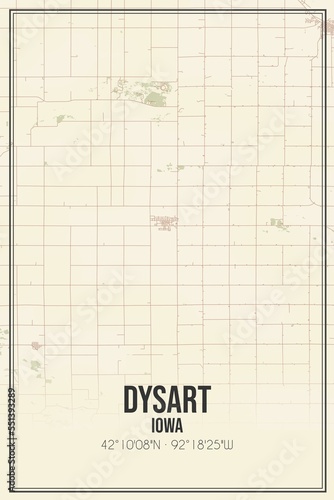 Retro US city map of Dysart, Iowa. Vintage street map. photo