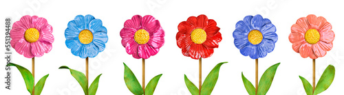 Beautiful floral composition with ceramic flower replicas, (exposed).