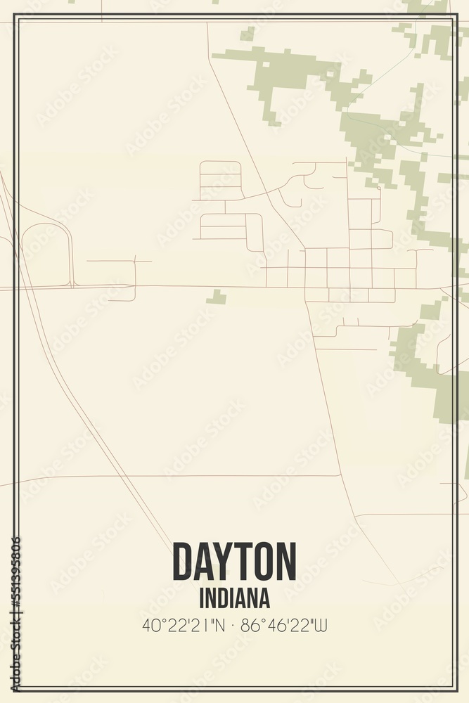 Fototapeta premium Retro US city map of Dayton, Indiana. Vintage street map.