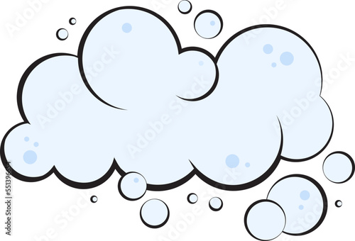 Water or air bubble, soap foam vector icon, cloud sky, blue fun balloon or smoke, dust isolated on white background. Laundry simple illustration