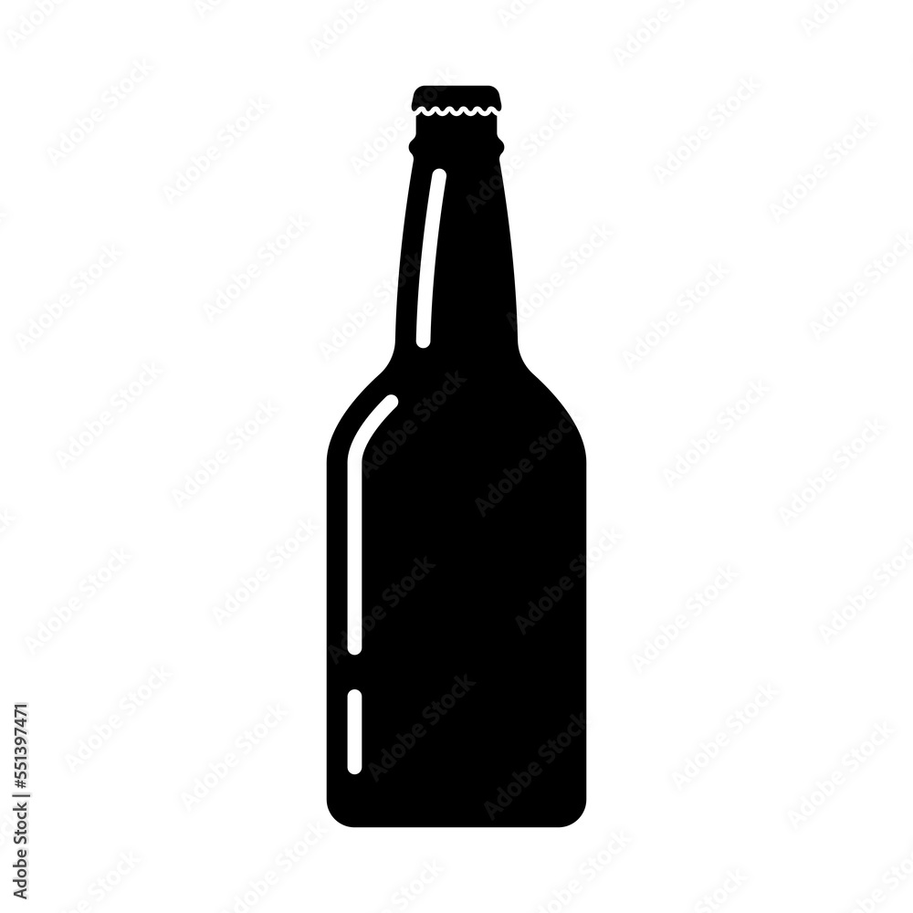 Bottle icon. Black silhouette. Vertical front side view. Vector simple flat graphic illustration. Isolated object on a white background. Isolate. Bottle icon. Black silhouette. Vertical front side view. Vector simple flat graphic illustration. Isolated object on a white background. Isolate.