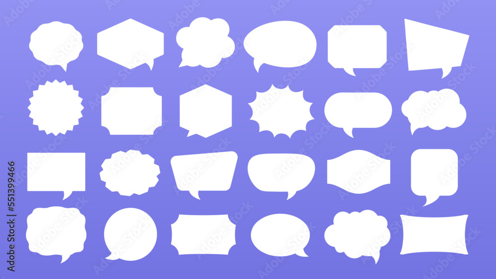 Abstract white geometric shapes set. Outline blank frame templates, speech bubbles, badges, price tags, sticker, think cloud. Silhouette icons Abstract white geometric shapes set. Outline blank frame templates, speech bubbles, badges, price tags, sticker, think cloud. Silhouette icons