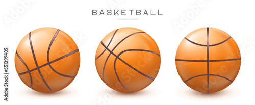 Vector realistic basketball balls in different views. Sport equipment illustration isolated on white background EPS10 © Angela Ksen