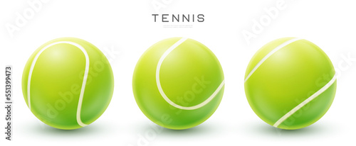 Tennis ball vector realistic illustration in different views. Sport equipment isolated on white background EPS10 © Angela Ksen
