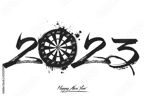 Happy New Year 2023 and dartboard