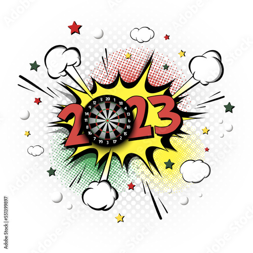 Happy New Year 2023 and dartboard