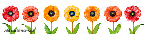 Beautiful floral composition with ceramic flower replicas, (exposed).