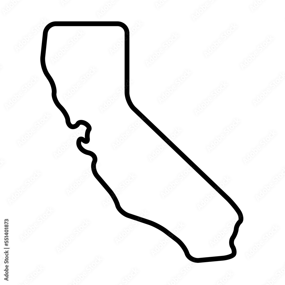 California state of United States of America, USA. Simplified thick black outline map with rounded corners. Simple flat vector illustration California state of United States of America, USA. Simplified thick black outline map with rounded corners. Simple flat vector illustration