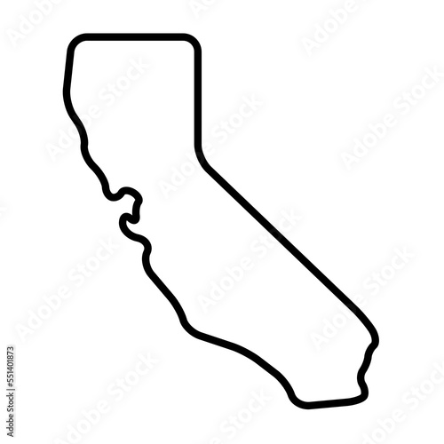California state of United States of America, USA. Simplified thick black outline map with rounded corners. Simple flat vector illustration