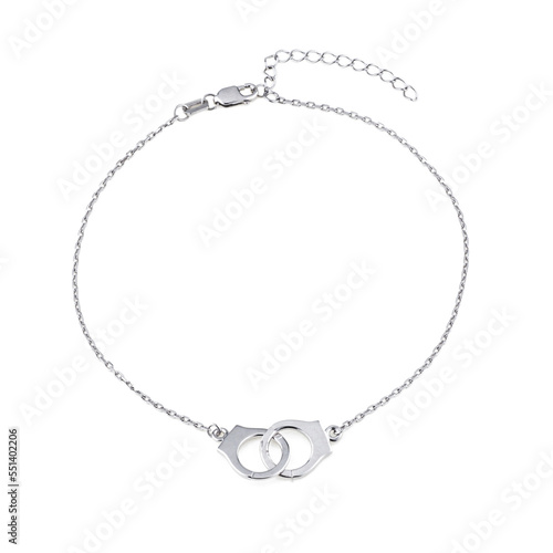 Wallpaper Mural Elegant silver chain-bracelet with a pendants on a white background Torontodigital.ca