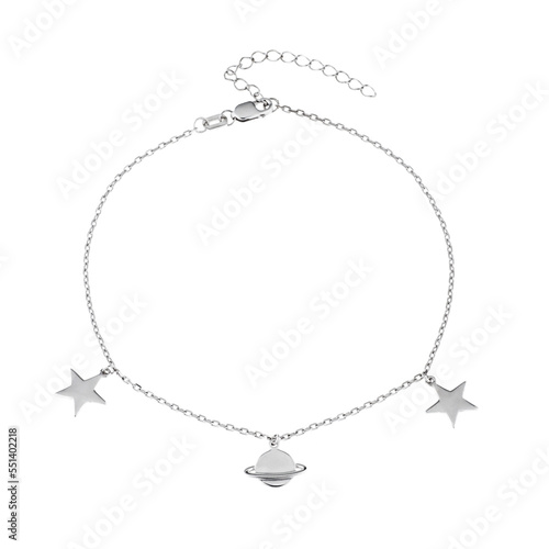 Wallpaper Mural Elegant silver chain-bracelet with a pendants on a white background Torontodigital.ca