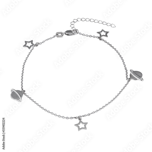 Wallpaper Mural Elegant silver chain-bracelet with a pendants on a white background Torontodigital.ca