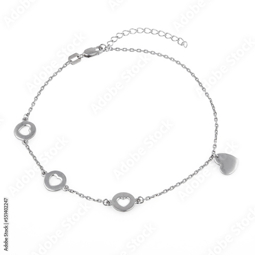 Wallpaper Mural Elegant silver chain-bracelet with a pendants on a white background Torontodigital.ca