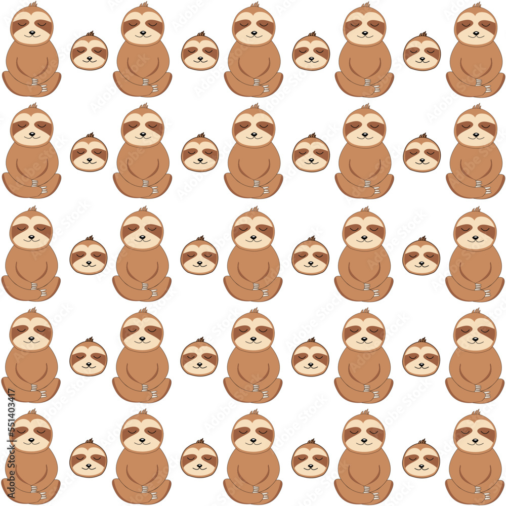 Cartoon sloth seamless pattern vector Cartoon sloth seamless pattern vector