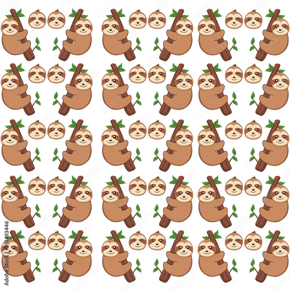 Fototapeta premium Seamless pattern with sloths