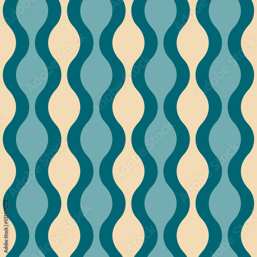 Aesthetic mid century printable seamless pattern with retro design. Decorative 50`s, 60's, 70's style Vintage modern background in minimalist mid century style for fabric, wallpaper or wrapping