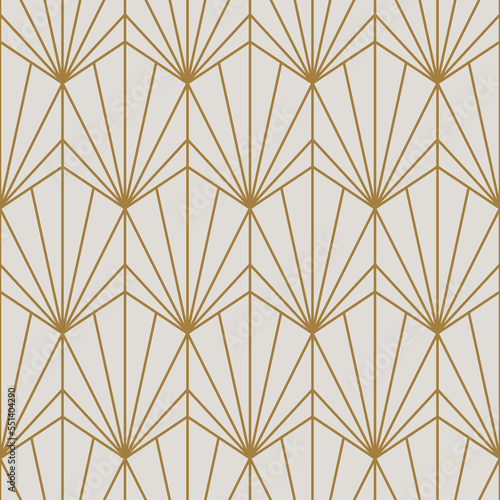 Vintage Art Deco Seamless Pattern. Line art geometric gold shapes. Modern ornaments vector illustration. Gatsby retro elegant background for fabric, wallpaper or wrapping