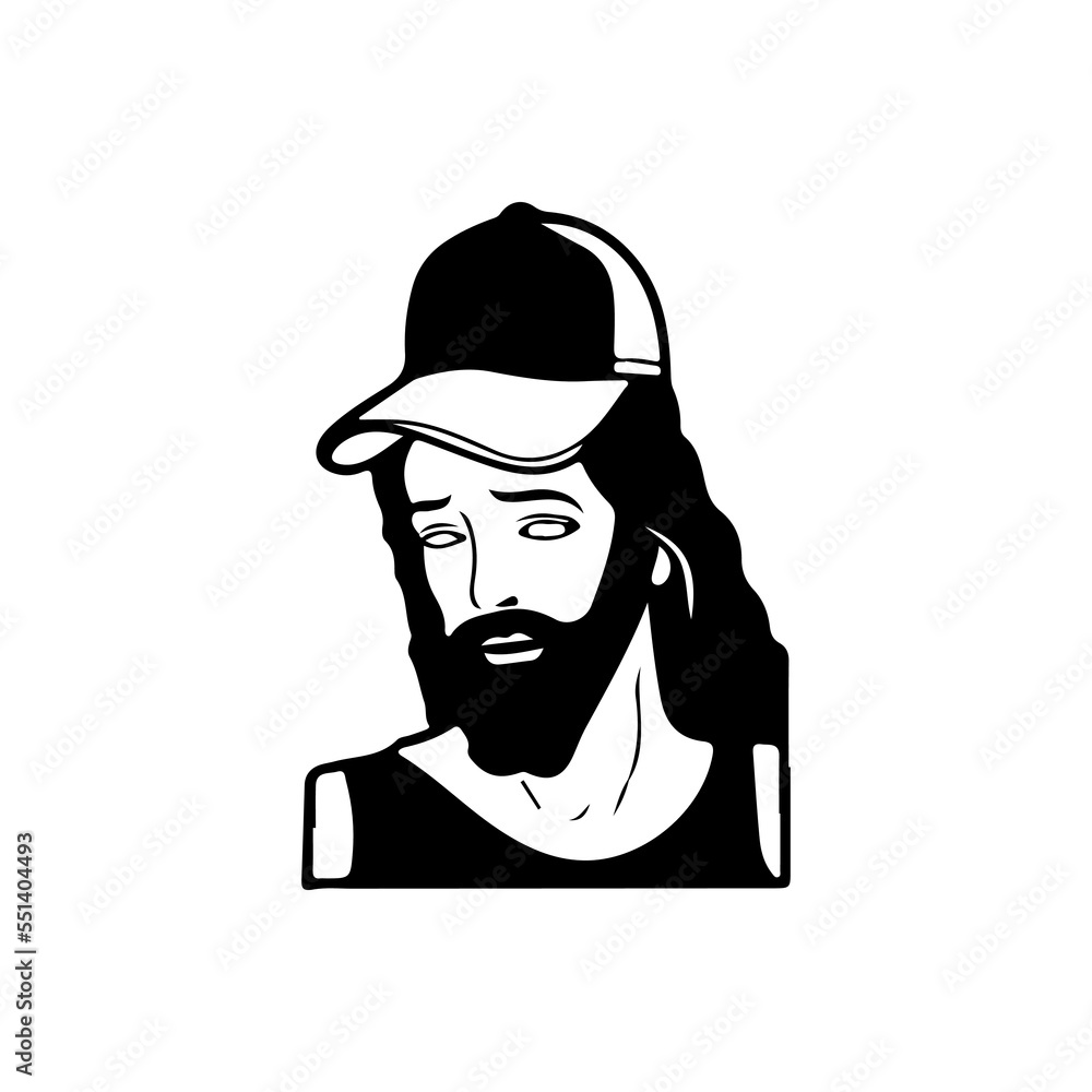 vector illustration of long haired man wearing hat vector illustration of long haired man wearing hat