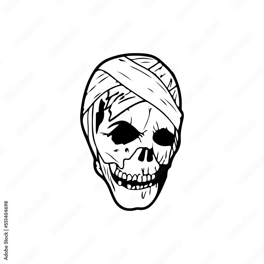 Fototapeta premium vector illustration of a skull with bandages