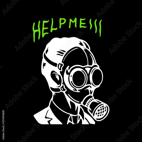 vector illustration of man in gas mask concept