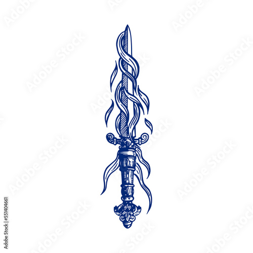 vector detailed blue dagger illustration