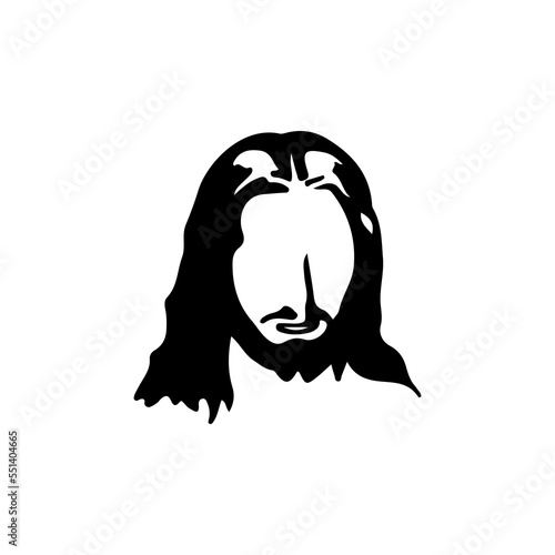vector illustration of long haired man silhouette