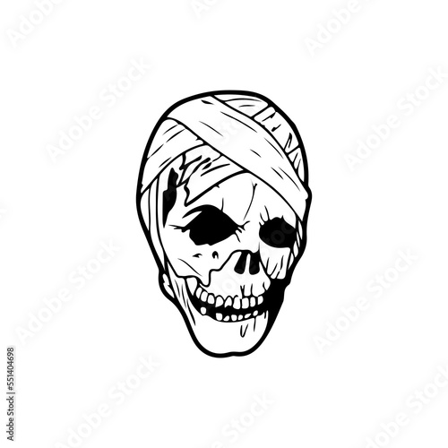 vector illustration of a skull with bandages