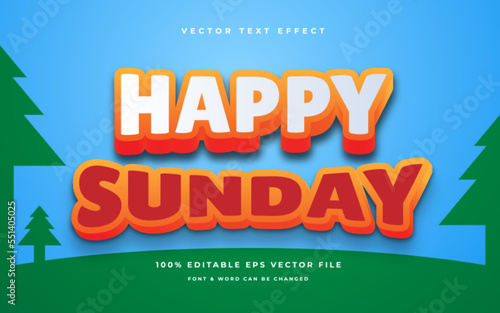 happy sunday cartoon editable text effect