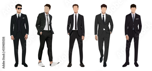 Set of businessmen on a white background in business suits in a flat style. set of vector illustrations of stylish and fashionable men