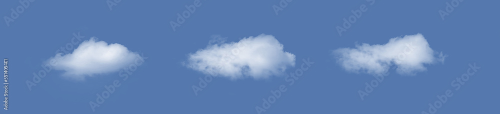 White cloud isolated on blue background, mud set on blue White cloud isolated on blue background, mud set on blue