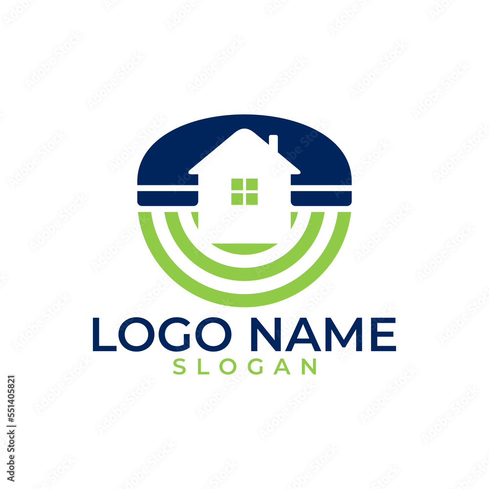 Phone with house signal technology vector logo template Phone with house signal technology vector logo template