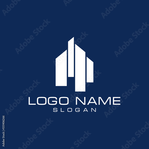 Abstract house logo. City town logo icon vector design. Elegant house hotel architecture. Royal graph diagram premium business, company, financial, and real estate logo design template