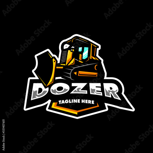 Dozer logo or tractor with excavator vector for construction company