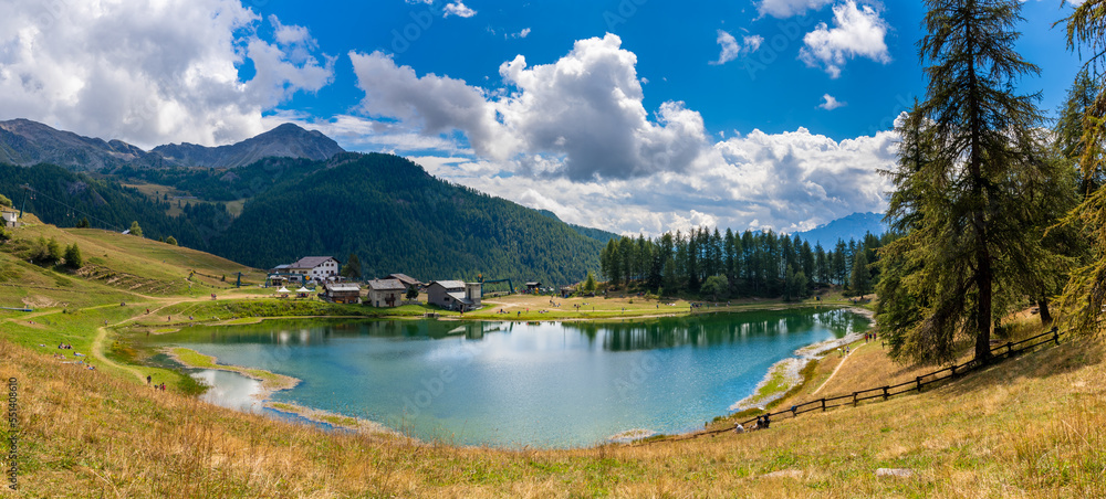 panorama of a lake in the mountains