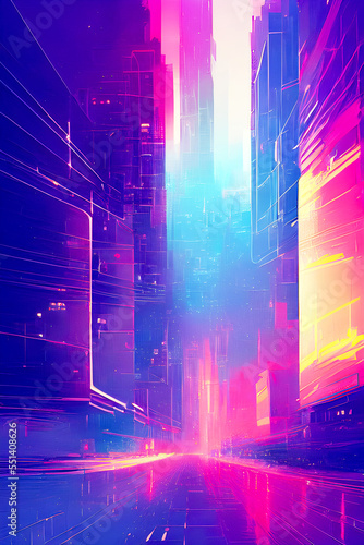 Cyber Glass Futuristic City - Burst of Color Art 