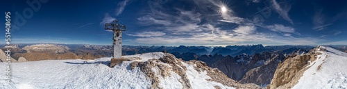 panorama of the dolomites from the top of Marmolada