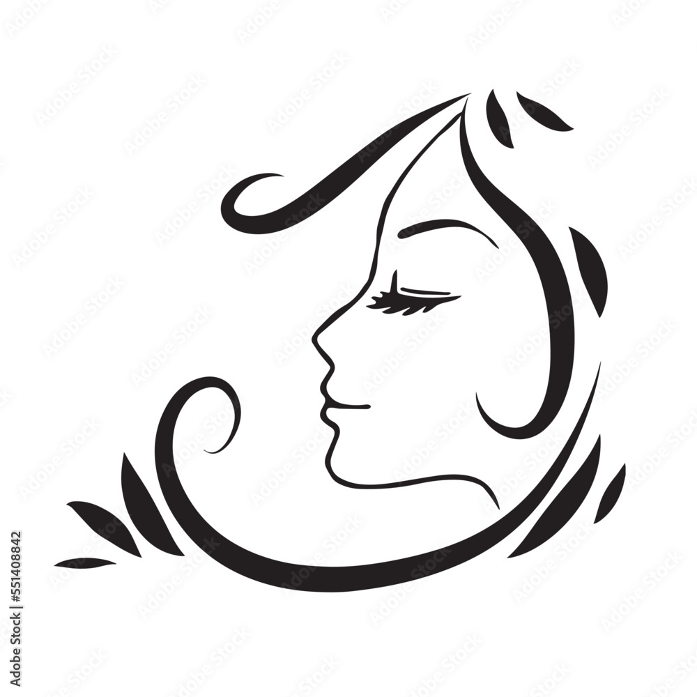 Stylized woman head silhouette for hair product logo or hair salon. Stylized woman head silhouette for hair product logo or hair salon.