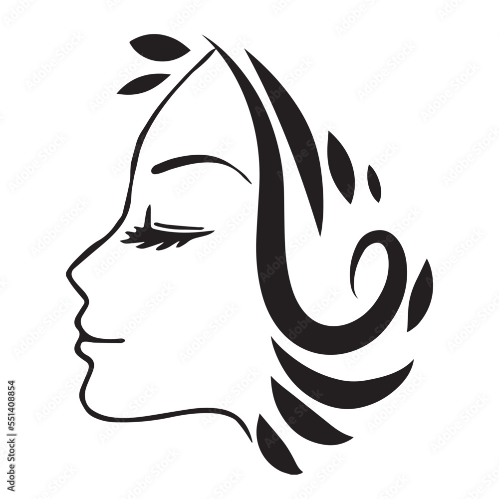 Stylized woman head silhouette for hair product logo or hair salon. Stylized woman head silhouette for hair product logo or hair salon.