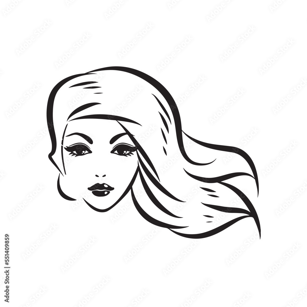 Stylized woman head silhouette for hair product logo or hair salon. Stylized woman head silhouette for hair product logo or hair salon.
