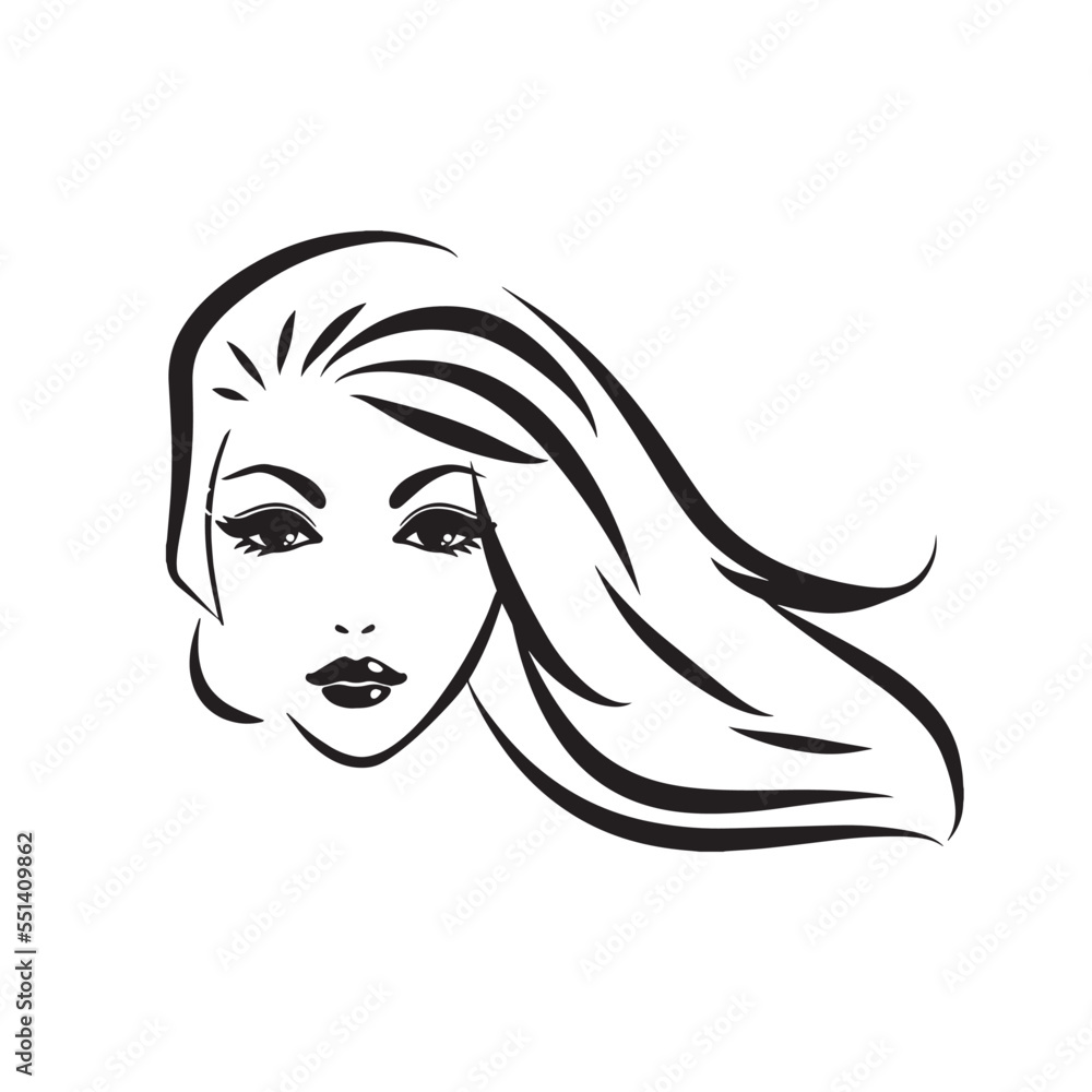 Stylized woman head silhouette for hair product logo or hair salon. Stylized woman head silhouette for hair product logo or hair salon.