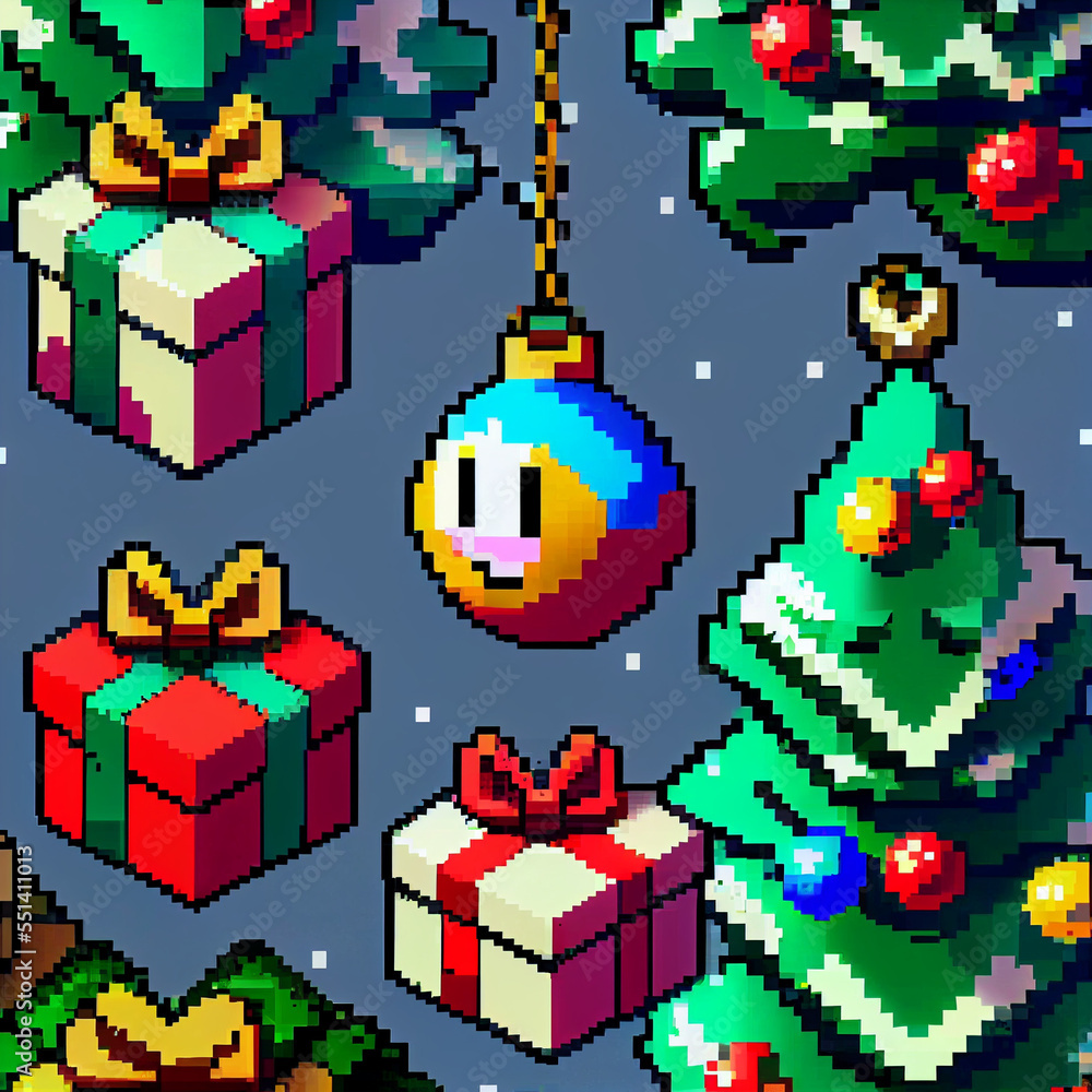 Pixel Art of Fun Holiday gifts and ornaments for Christmas Pixel Art of Fun Holiday gifts and ornaments for Christmas