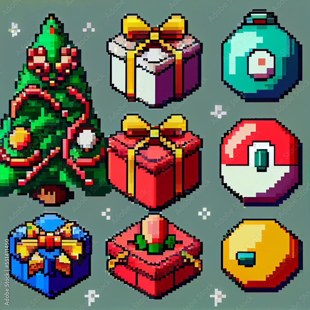 Naklejka premium Pixel Art Christmas