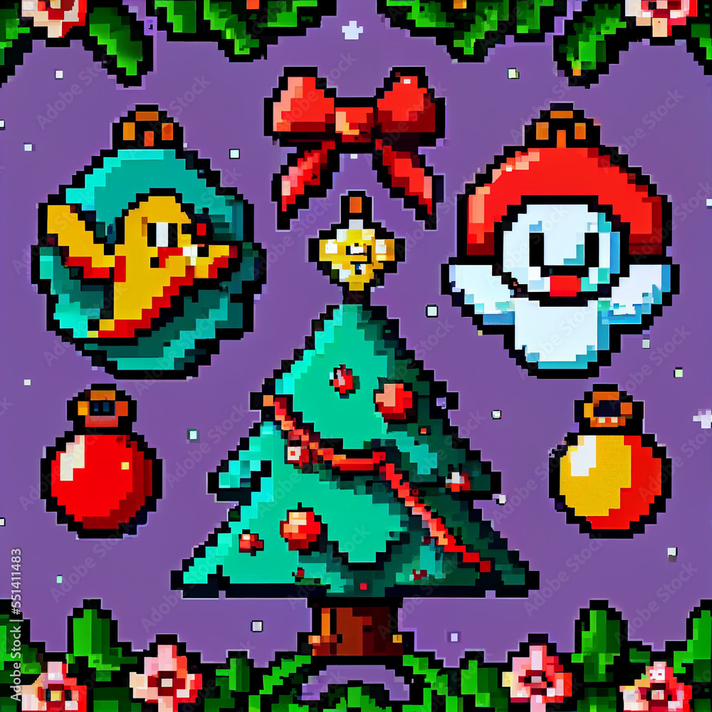 Obraz premium Pixel Art Christmas