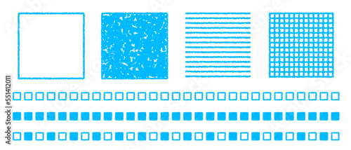 クレヨン素材　正方形の装飾・ラインセット