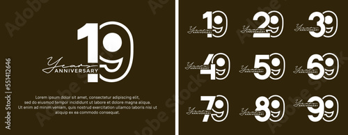 set of anniversary logo style flat white color for celebration
