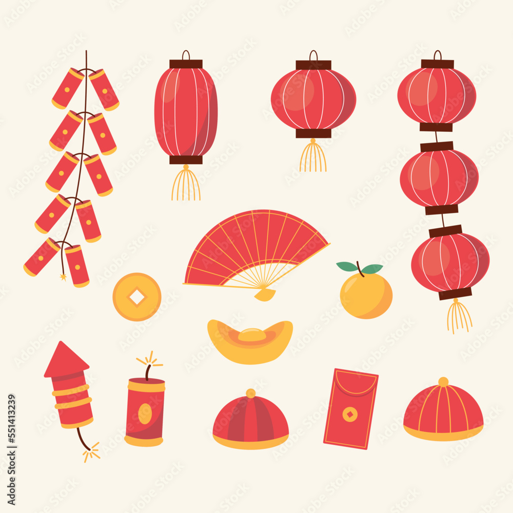 Chinese new year festival element flat style