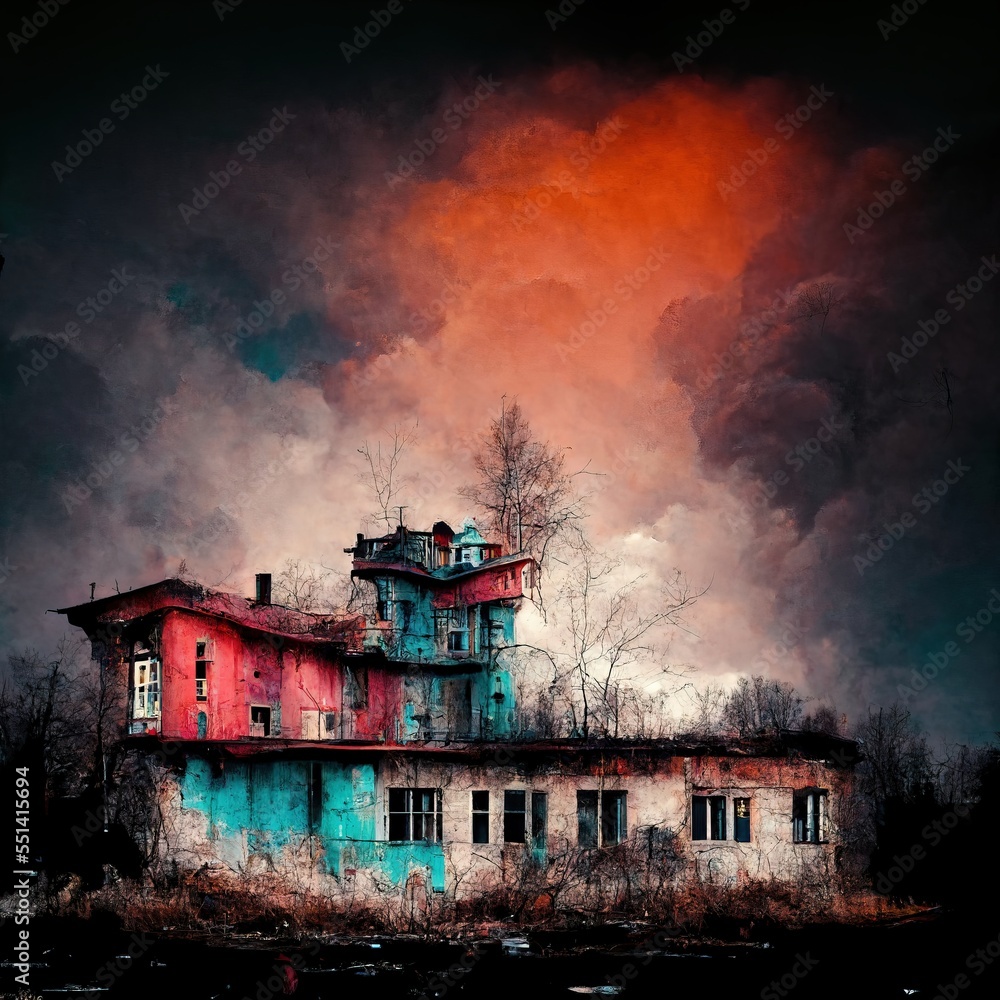 Abandoned building, perfect background for horror or thriller genre. Scary and creepy. 