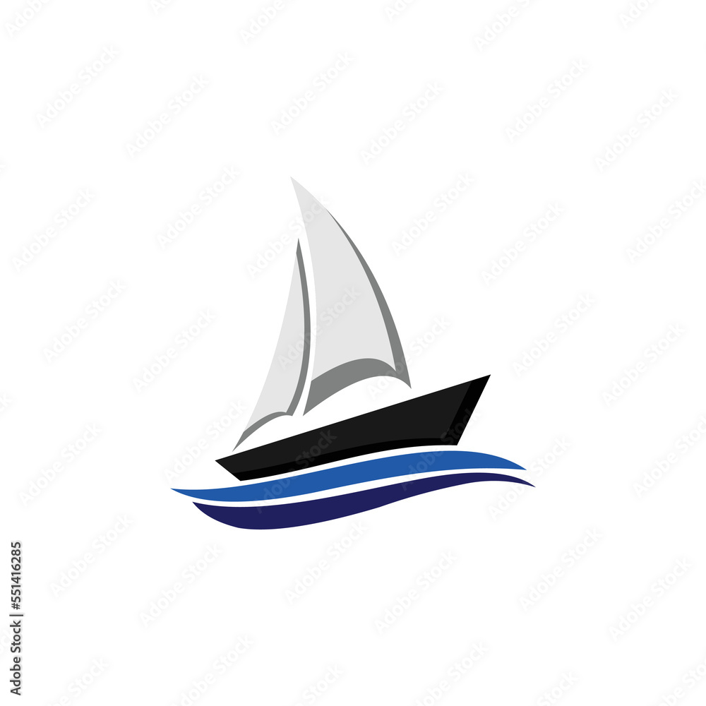 sailing ship logo isolated on white. vector illustration.