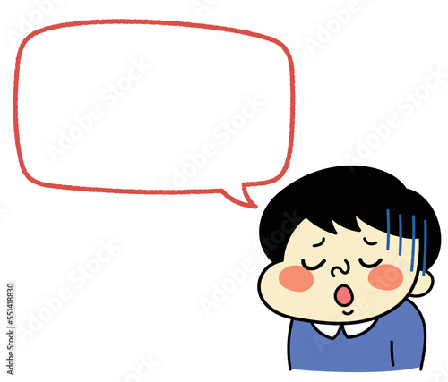ふきだし　残念な表情のコミカルな男性キャラクターイラスト素材